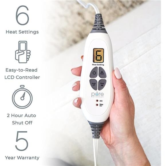 Ultra-Wide Microplush Heating Pad - 20” x 24” XXL Size & 6 Heat Settings - Picture 4 of 6